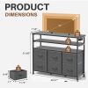 6-Drawer Fabric Dresser with Power Outlets and LED Light, TV stand for Bedroom, Living Room, Hallway, Gray