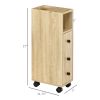 kleankin Freestanding Compact Design Bathroom Cabinet with 2 Open Cabinets 1 Door Cabinet 1 Drawer and 4 Rolling Wheels Oak Grain Color