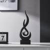 Modern Black Sculpture Decor: Flame Statue with Glass Ball Resin Abstract Art Figurines Unique Centerpiece for Living Room TV Stand Coffee Table Offic