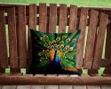 Peacock Throw Pillow Machine Washable, Indoor Outdoor Decorative Pillow for Couch, Bed or Patio, 14Hx14W