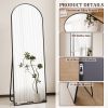 58"x19" Arched Full Length Mirror with Aluminum Alloy Frame Freestanding Floor Dressing Mirror, Black