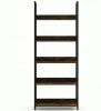 Tall 5-Tier Bookshelf Wooden Open Bookcase with Back Panels for Living Room Bedroom Hallway Storage Organizer