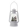 4.7x4.7x8.3"H Christmas Plastic/Resin White Lantern With Snowman & Tree Led/Water Spinning/6 Hours Timer, 3*AA Batteries Required