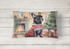 Waiting on Christmas Throw Pillow Throw Pillow for Indoor Couch Bed Outdoor Patio Washable, French Bulldog 1353,12Hx16W