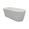 63 in. Solid Surface Freestanding Soaking Bathtub in Matte White