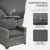 Outsunny 5 Piece Wicker Patio Furniture Set Gray Outdoor PE Rattan Sectional with Thick Padded Cushions and Storage