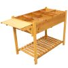 8 Pockets Horticulture Raised Garden Bed Elevated Wood Planter Box Stand with Foldable Side Table and Storage Shelf for Herb/Vegetables/Flowers