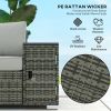 Outsunny 3 Seater Wicker Outdoor Couch Patio Sofa with Storage, Thickened Cushions and Wide Armrests for Porch Yard, Gray