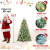 6ft Pre-Lit Christmas Tree w/300 LED Lights, 988 PVC/Pine Needles Tips & Pinecone