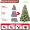 7ft Pre-Lit Christmas Tree w/400 LED Lights, 1348 PVC/Pine Needles Tips & Pinecone