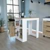 Kitchen Island 36" H, Three Open Side Storage Shelves and One Push-to-Open Cabinet, White/Macadamia