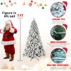 Prelit 7ft PVC Flocked Automatic White Tree With Lights Fireproof Artificial Christmas Tree