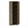 Distressed Gray 67" Tall Farmhouse Food Pantry Freestanding Cabinet with Multi-Level Adjustable Shelves