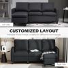 L-Shape Sofa, Modern Sectional Couch with Ottoman, Corner Sofa for Living Room, Dark Grey