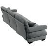Extra Large 3 Seat Modern Velvet Sofa, Oversize Sofa, Clould Like Comfortable Seat and Back Support, With Waist Pillows and Throw Pillows,Grey