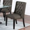 Set of 2 Polyfiber Upholstered Dining Chairs, Espresso