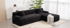 110" Cloud Sectional Sofa Upholstered Couch Free-combined Sofa for Living Room, Black