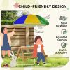 Qaba Wooden Outdoor Kids Picnic Table with Removable Umbrella, Children Sand and Water Activity Table for Patio, Mixed Color