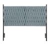 Queen Size Headboard in Black Metal and Blue Fabric