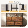 5 Drawers TV Stand Dresser for 45" TV, Media Console with Charging Station & 2 Shelves, Storage Organizer for Bedroom Living Room, Rustic Brown