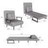 Folding Sofa Bed 5-in-1 Convertible Chair - 5-Position Adjustable Backrest with Pillow, Space-Saving Sleeper for Living Room, Bedroom & Office (Grey)