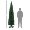 HOMCOM 8' Tall Pre-Lit Slim Noble Fir Artificial Christmas Tree with 300 Warm White LED Lights and 618 Tips, for Christmas Decoration, Green