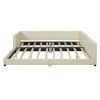 Queen Size & Twin XL Size Upholstered Platform Bed, Mother & Child Bed, PU Leather, Beige