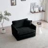 Modern Accent Chair with Ottoman, Living Room Club Chair Chenille Upholstered Armchair , Reading Chair for Bedroom, Black Chenille
