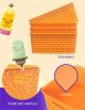 6-Pack Plastic Small Shelf Storage Weave Baskets Organizing for Cabinets and Pantries, Orange