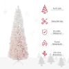 6' Tall Unlit Pencil Fir Artificial Christmas Tree with Realistic Branches and Steel Base, Pink and White