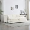 4 - Piece Upholstered Sectional Sofa, 1 - Piece of 2 Seater Sofa and 2- Piece of Ottomans , 2 Seater Loveseat Lounge with Ottomans , White Chenille