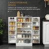 Paper White Freestanding Kitchen Pantry Cabinet, Kitchen Cabinet with 12 Door Shelves