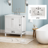 30" Bathroom Vanity with Sink Combo, Fully Assembled Bathroom Sink Cabinet with Marble Countertop, White 24V03-30WH