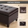 Dark Brown 51" Faux Leather Storage Bench  Lift Top for Living Room Entryway Additional Seating with Hidden Storage
