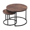 Nesting Coffee Table Set of 2, 23.6 in Round Coffee Table, Nesting Tables for Small Place, End Side Tables Night Stand with Metal Frame