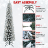 Artificial 6ft Flocked pencil Christmas Tree with 358 PVC Branch Tips, 150L Warm white led, Foldable Base for Indoor Holiday Decorating