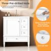 30 Inch Bathroom Vanity with Ceramic Sink, Grey Bathroom with 3 Drawers, Solid Wood Frame Modern Bathroom Storage Cabinet , Ideal for Home