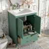 24'' Bathroom Vanity with Ceramic Sink Combo, Modern Freestanding Storae Cabinet with Silver Handles, Soft Closing Doors