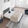Queen Size Upholstered Platform Bed Frame with Modern Button Tufted Linen Fabric Headboard, No Box Spring Needed, Wood Slat Support, Easy Assembly, Da