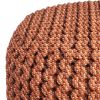 Wynne 18 inch Wide Round Knitted Pouf in Orange PET Polyester
