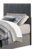 1pc Twin Headboard Gray Fabric Upholstery Padded Vertical Channel Tufted