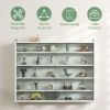 HOMCOM 5-Tier White Display Cabinet with Glass Doors & Adjustable Shelves, Wall-Mounted