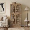 70.8 Inch Wooden Kitchen Pantry Cupboard Storage Cabinet with 4 Slatted Doors for Home Organization