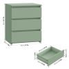 3 Drawers Nightstand, Small Sofa Table, Wooden Storage Cabinet for Living Room, Green Finish