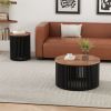 ACACIA SOLID WOOD COFFEE TABLE,NATURAL & BLACK COLOR