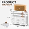 6-Drawer Fabric Dresser with Power Outlets and LED Light, Storage Organizer and TV Stand for Bedroom, Living Room, Hallway, White