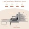 Folding Sofa Bed 5-in-1 Convertible Chair - 5-Position Adjustable Backrest with Pillow, Space-Saving Sleeper for Living Room, Bedroom & Office (Grey)