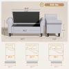 47" Storage Ottoman Bench, Tufted End of Bed Bench with Rolled Arms, Safety Hinge, Wood Legs for Bedroom, Light Gray