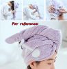 2 Pcs Cute Hair Drying Towel Microfiber Hair Turban Absorbent Water; Blue Purple