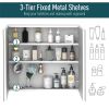 Kleankin Mirrored Medicine Cabinet 24x22 Steel Frame Wall-Mounted Double Doors White